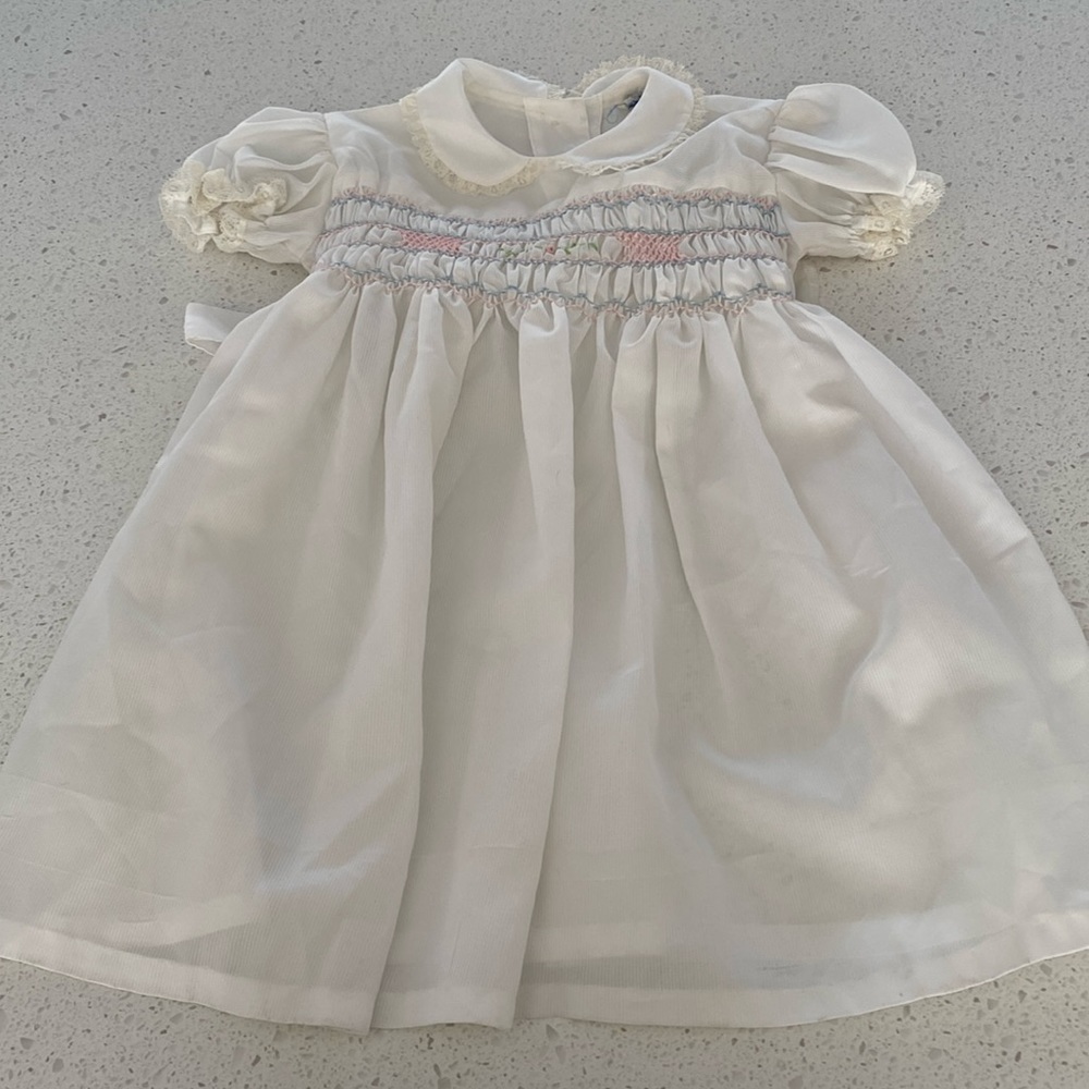 VINTAGE BABYFAIR EATONS toddler dress embroidery white smocking